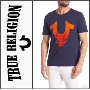 True Religion Short Sleeve Logo T-shirt Blue M NWT
